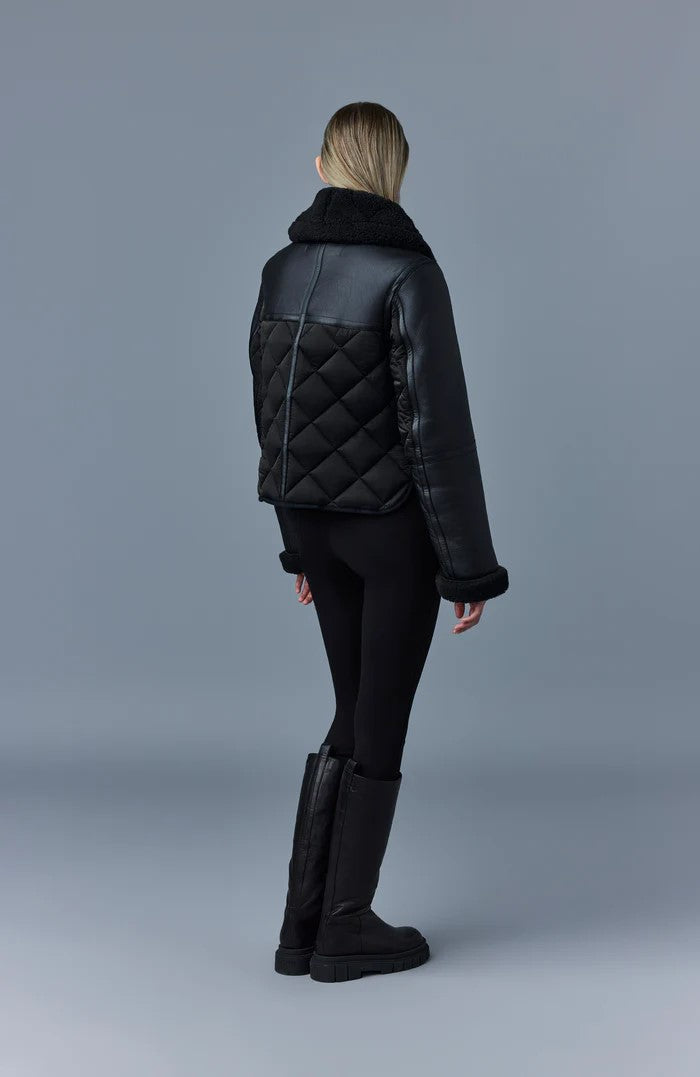 Midnight Bloom – Quilted Shearling Leather Jacket