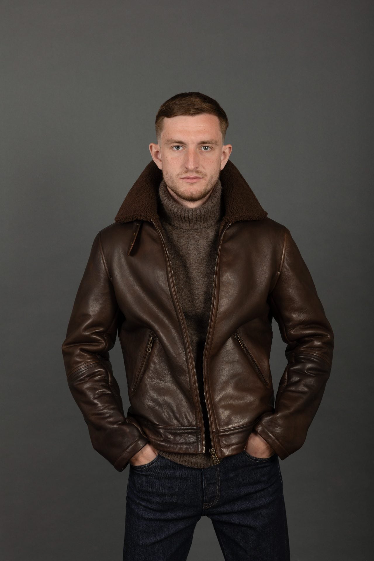 Classic Aviator Shearling Leather Jacket