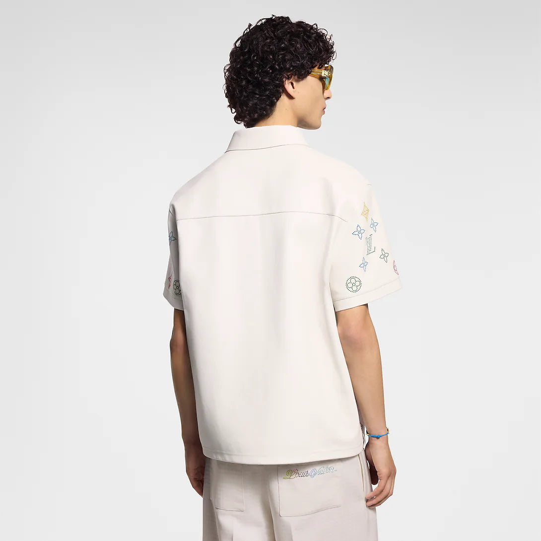 Luxury Designer Monogram All leather Polo Shirt