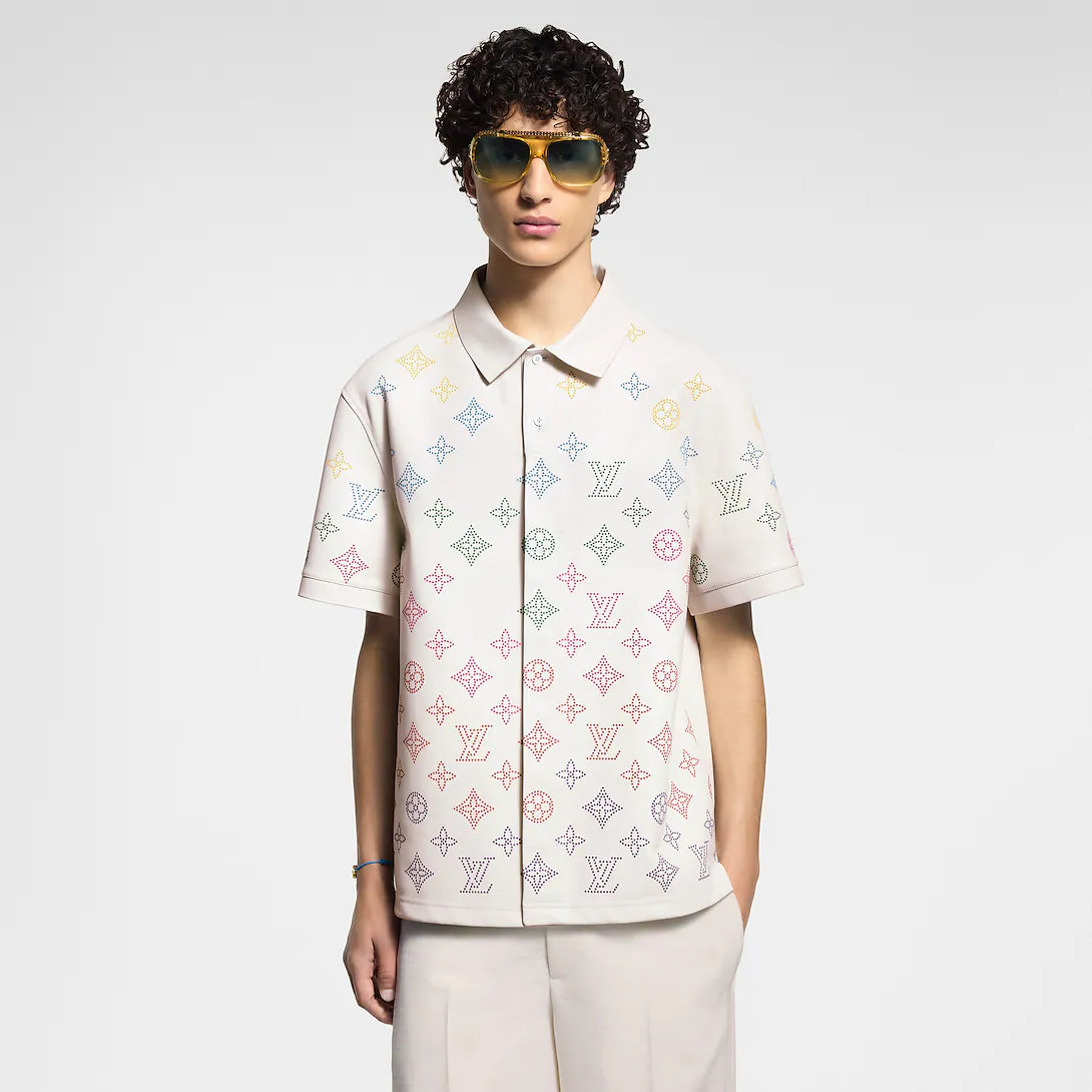Luxury Designer Monogram All leather Polo Shirt